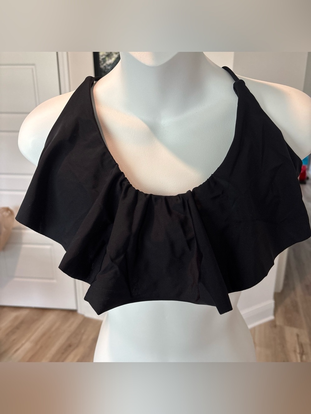 Black Ruffle Halter Crop Top bikini